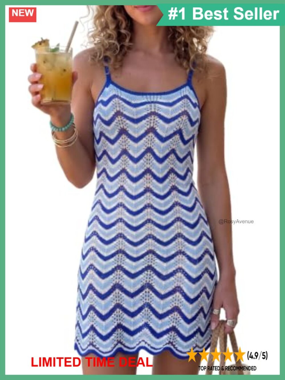 Chevron Crochet Swim Coverup Sleeveless Beach Dress